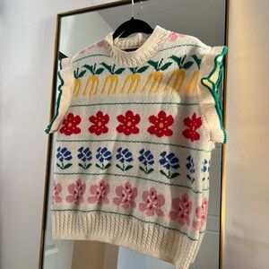 Cider Multicolor Floral Sweater Vest